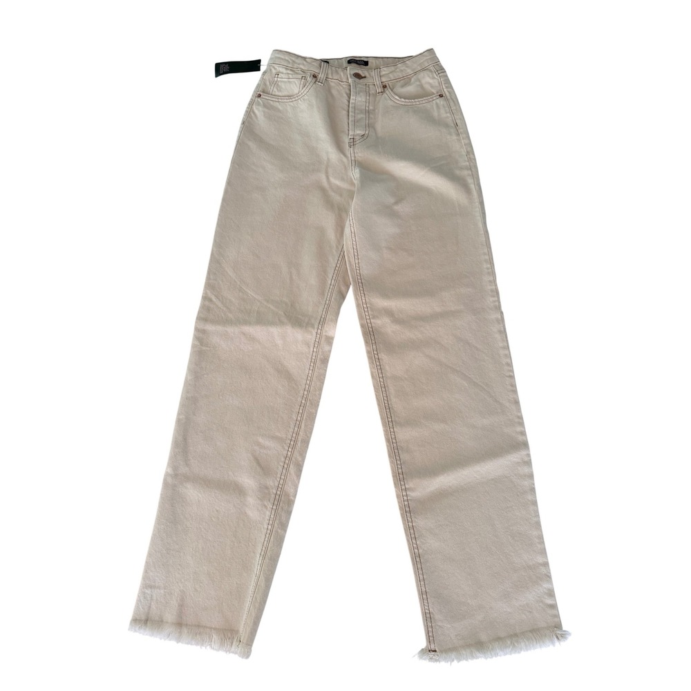Wild Fable‎ High-Rise Straight Leg Cream Jeans Frayed Hem Button Fly 4/32 Inseam